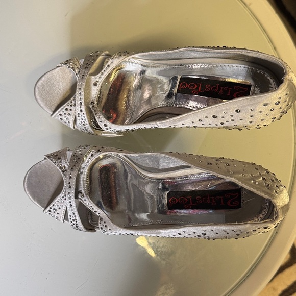 2 Lips Too Silver Rhinestone Heels - Picture 2 of 8